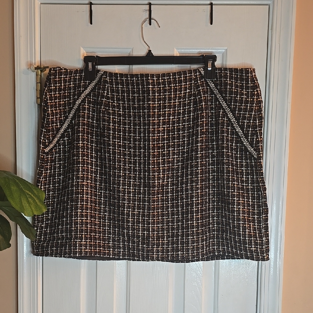 Skies Are Blue Black and Brown Checkered Mini Skirt